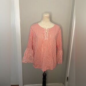 St Johns Bay Peachy Gingham Blouse